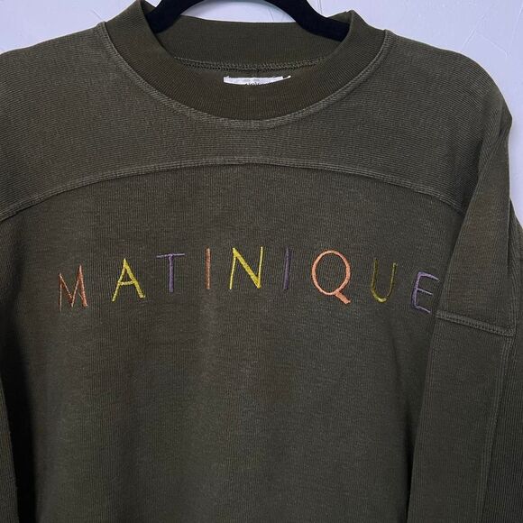 Vintage Matinique Men's Olive Green Sweatshirt Size XL Streetwear Embroidery y2k - Picture 2 of 7